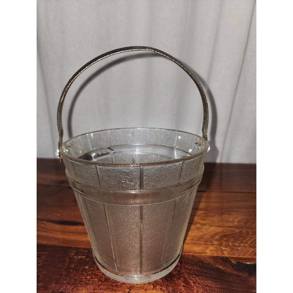 Glass Ice‎ Bucket Vintage Silver Handle Candy Dish